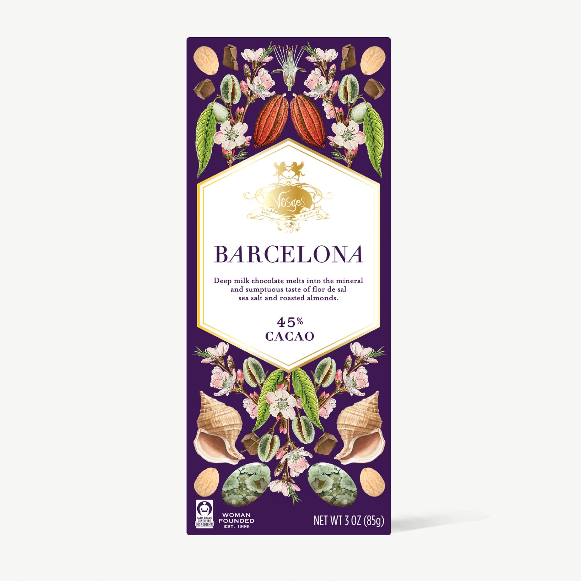 Vosges- Barcelona Milk Chocolate with Sea Salt & Almonds - Candycopia