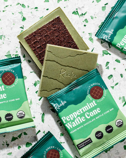 Raaka - Peppermint White Chocolate Waffle Cone Bar - Holiday Limited