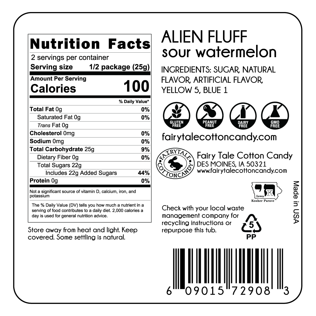 Alien Fluff Sour Watermelon Cotton Candy - Candycopia