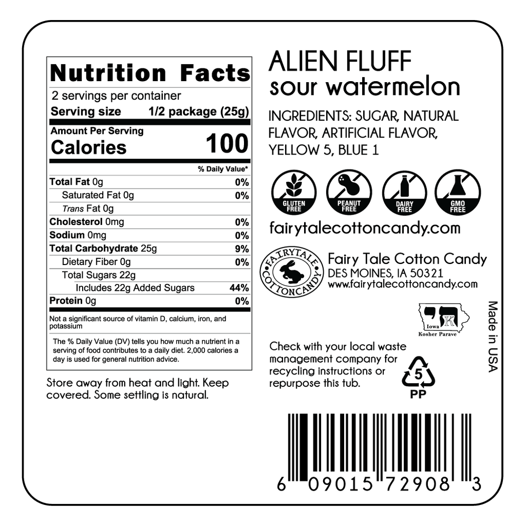 Alien Fluff Sour Watermelon Cotton Candy - Candycopia