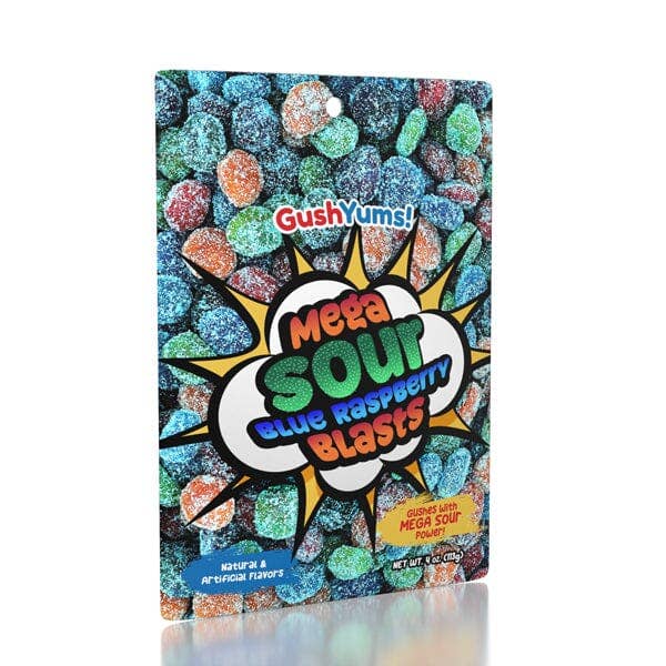 GushYums Mega Sour Blue Raspberry Blasts - Candycopia