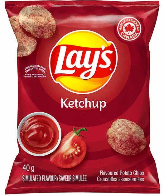 Lay's Ketchup Potato Chips, 40g (Canada)