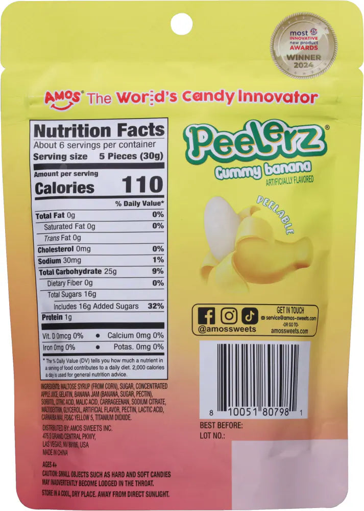 AMOS Peelerz Banana Gummy Nutrition