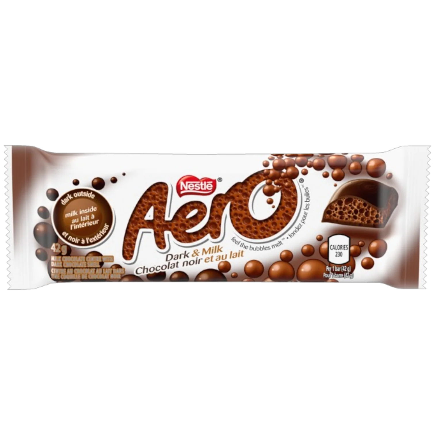 Nestle Aero chocolate bar packaging on a white background