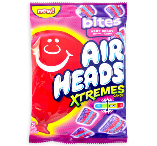 Airheads Xtremes candy package with colorful design on a white background