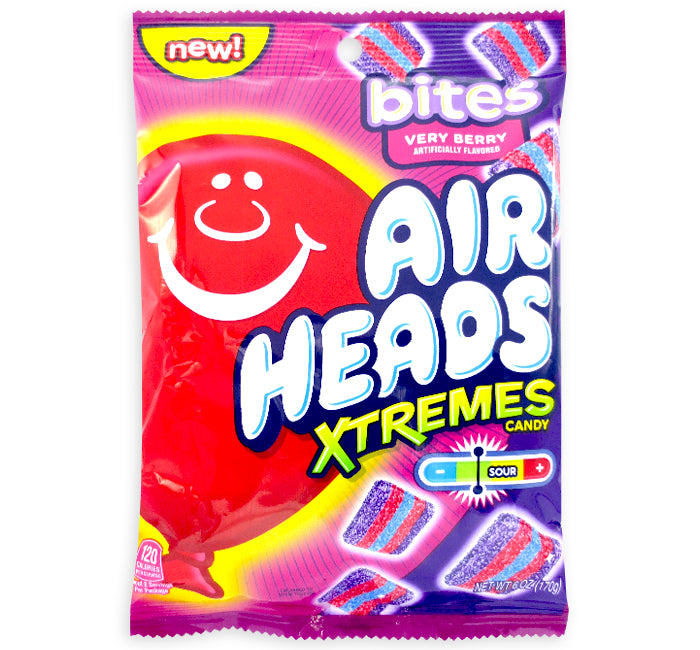 Airheads Xtremes candy package with colorful design on a white background