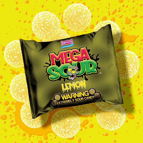 Barnett's Mega Sours, The World’s Sourest Candy - Lemon - Candycopia