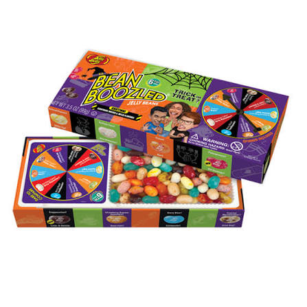 Two Halloween-themed candy gift boxes on a white background