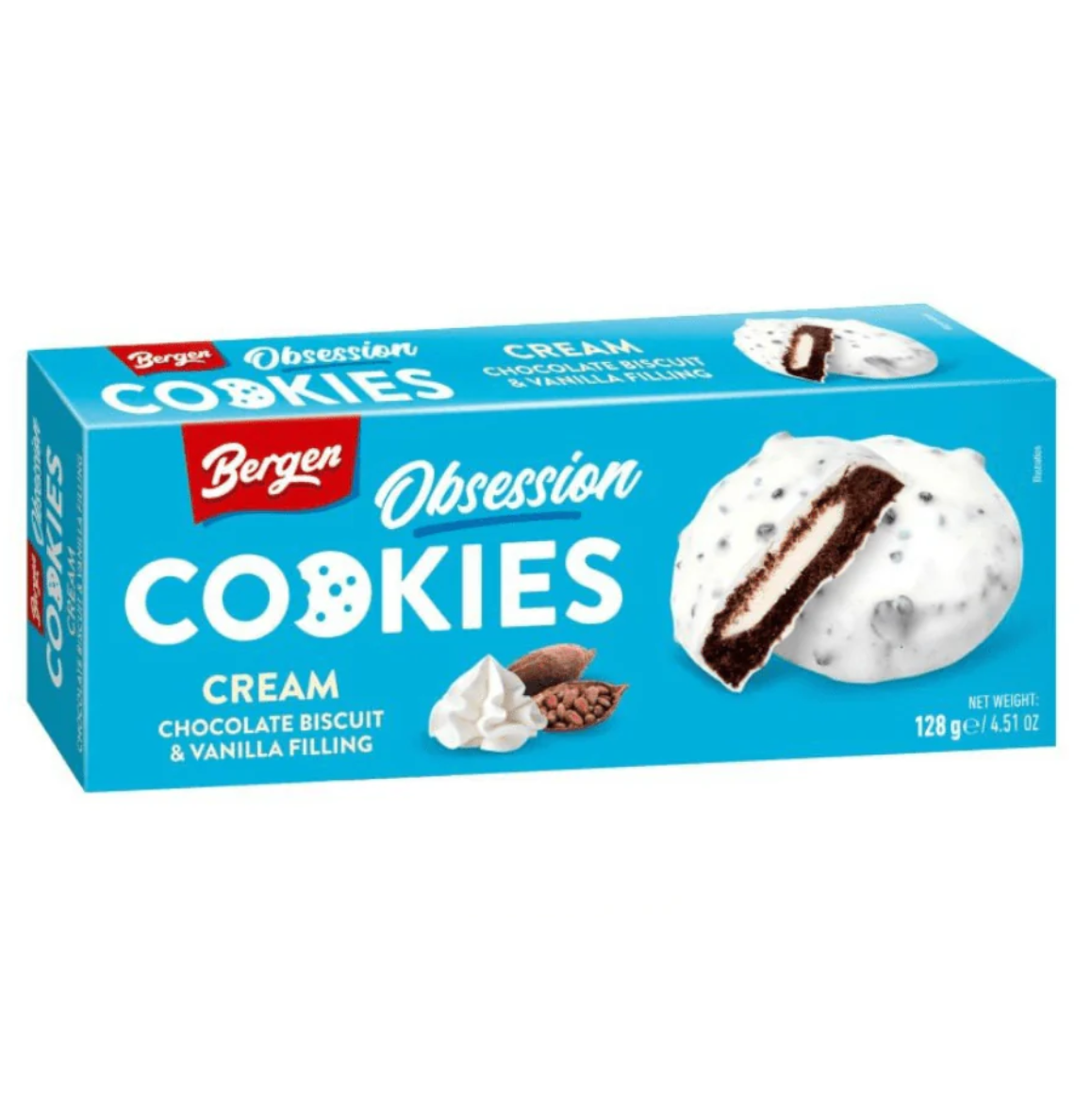Box of Bergen Obsession Cookies with a white background