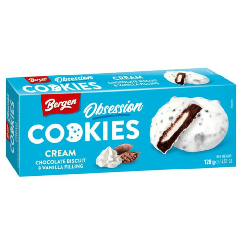 Box of Bergen Obsession Cookies with a white background