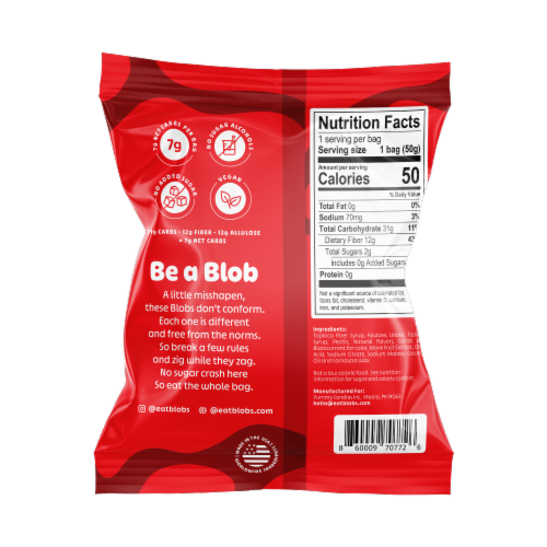 Red packaging with nutrition facts and branding text on a white background