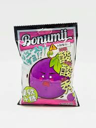 Bonunii snack package with a purple character on a white background