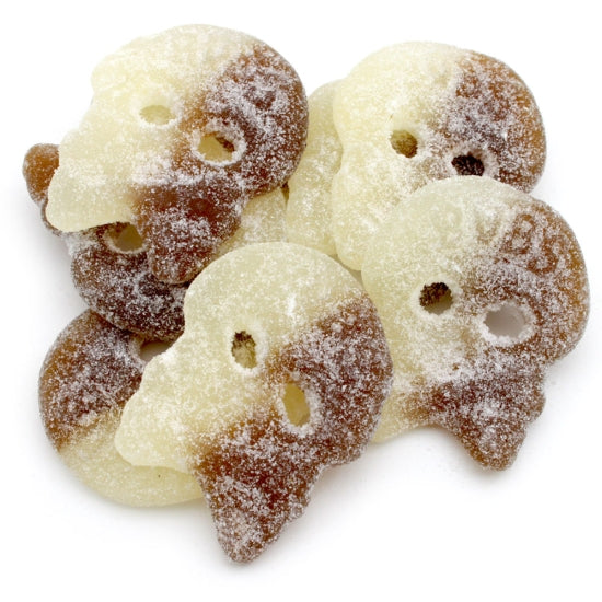 Sugared cookies shaped like ghosts on a white background