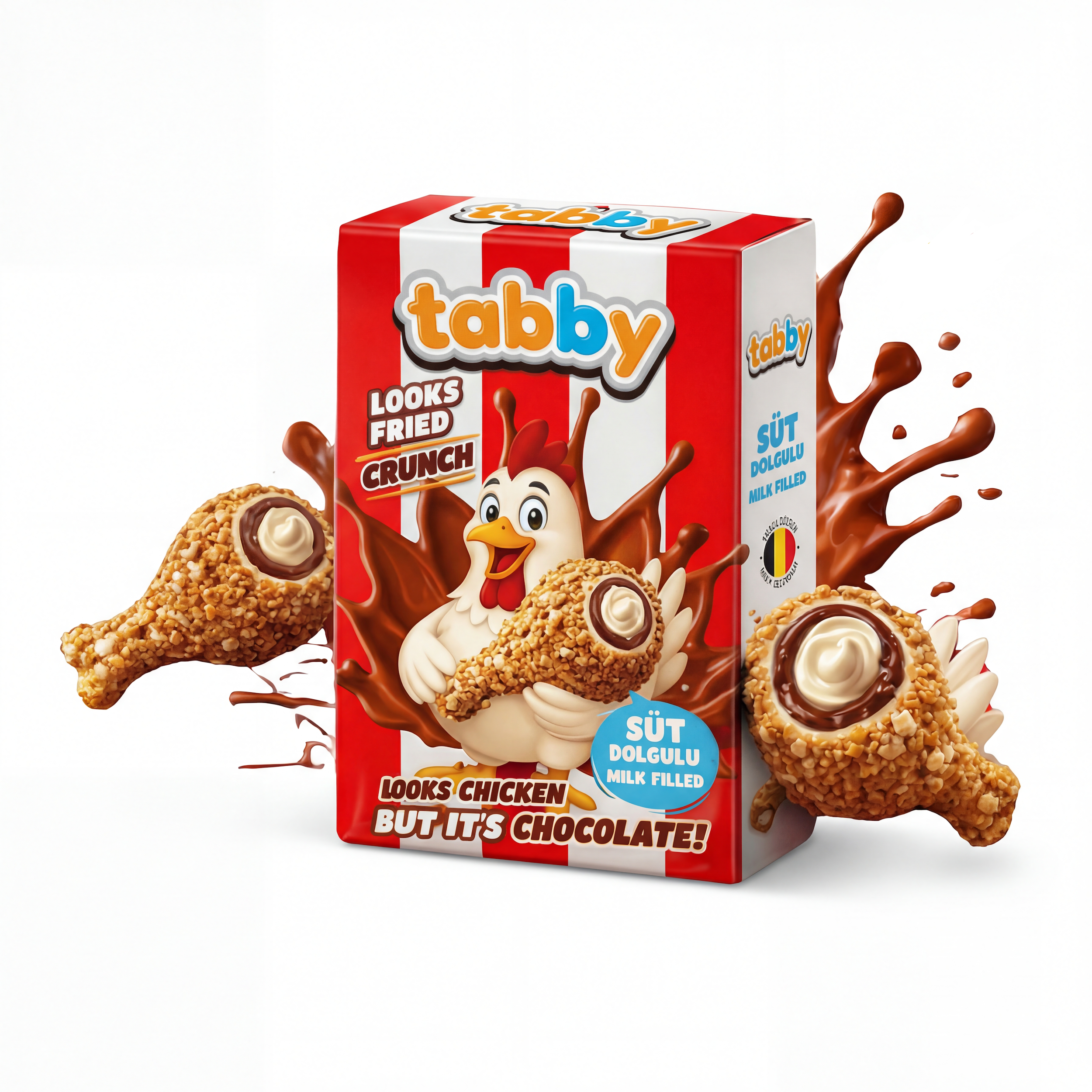 Chocolate chicken leg - made to look like crispy, realistic food, but it's candy!  Packaged in a red and white box, this TikTok trending item brings the viral chicken ice cream trend to your home!