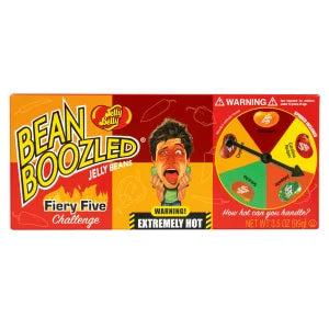 Bean Boozled jelly bean box with colorful design and text on a white background