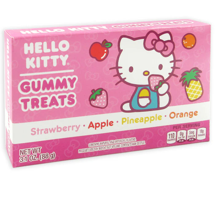Hello Kitty gummy treats packaging with pink background
