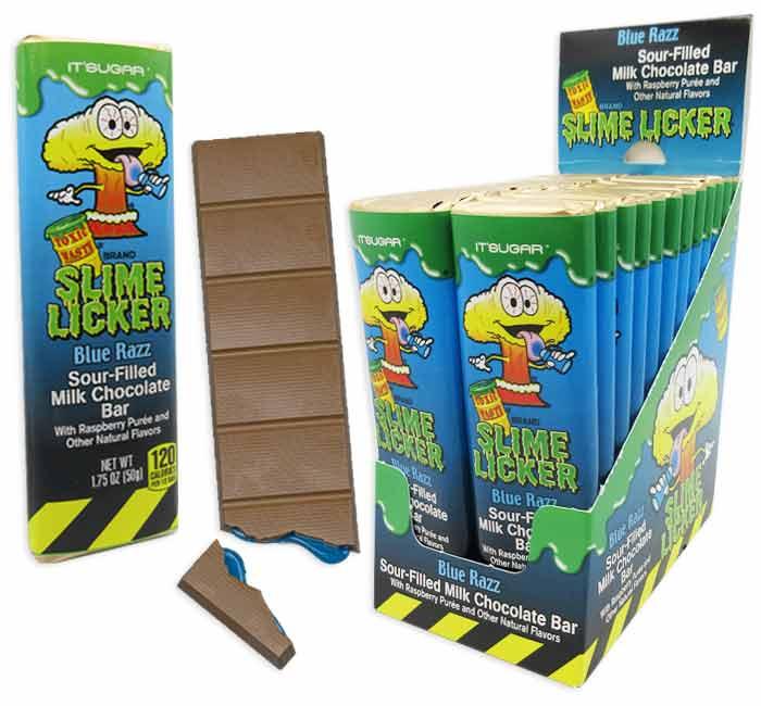Slime Licker Blue Razz Sourfilled Milk Chocolate Bar Candycopia