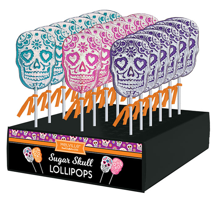 Frosted Halloween Sugar Skulls Lollipops