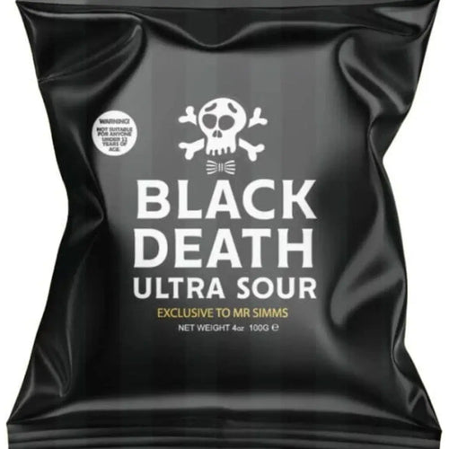 Mr Simms Black Death Ultra Sours authentic UK import bag on white background