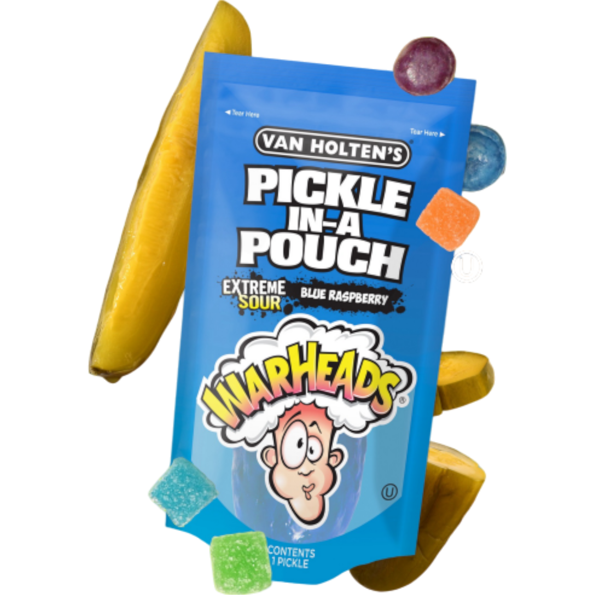 Van Holten's Warheads Extreme Sour Blue Raspberry Dill Pickle in a Pouch - Candycopia