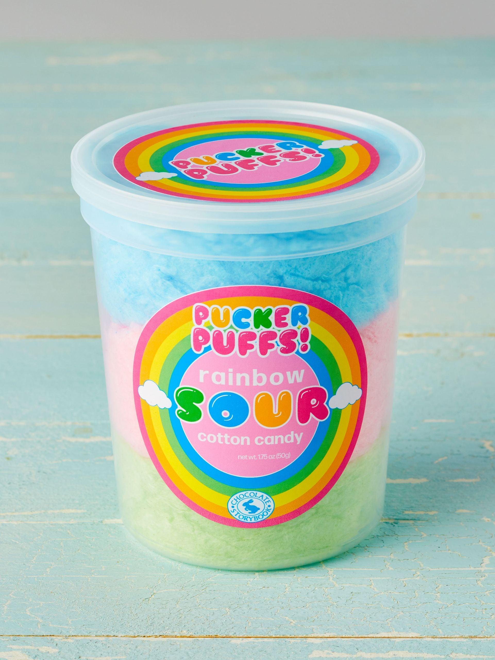 Chocolate Storybook Cotton Candy - Pucker Puffs Rainbow Sour - Candycopia