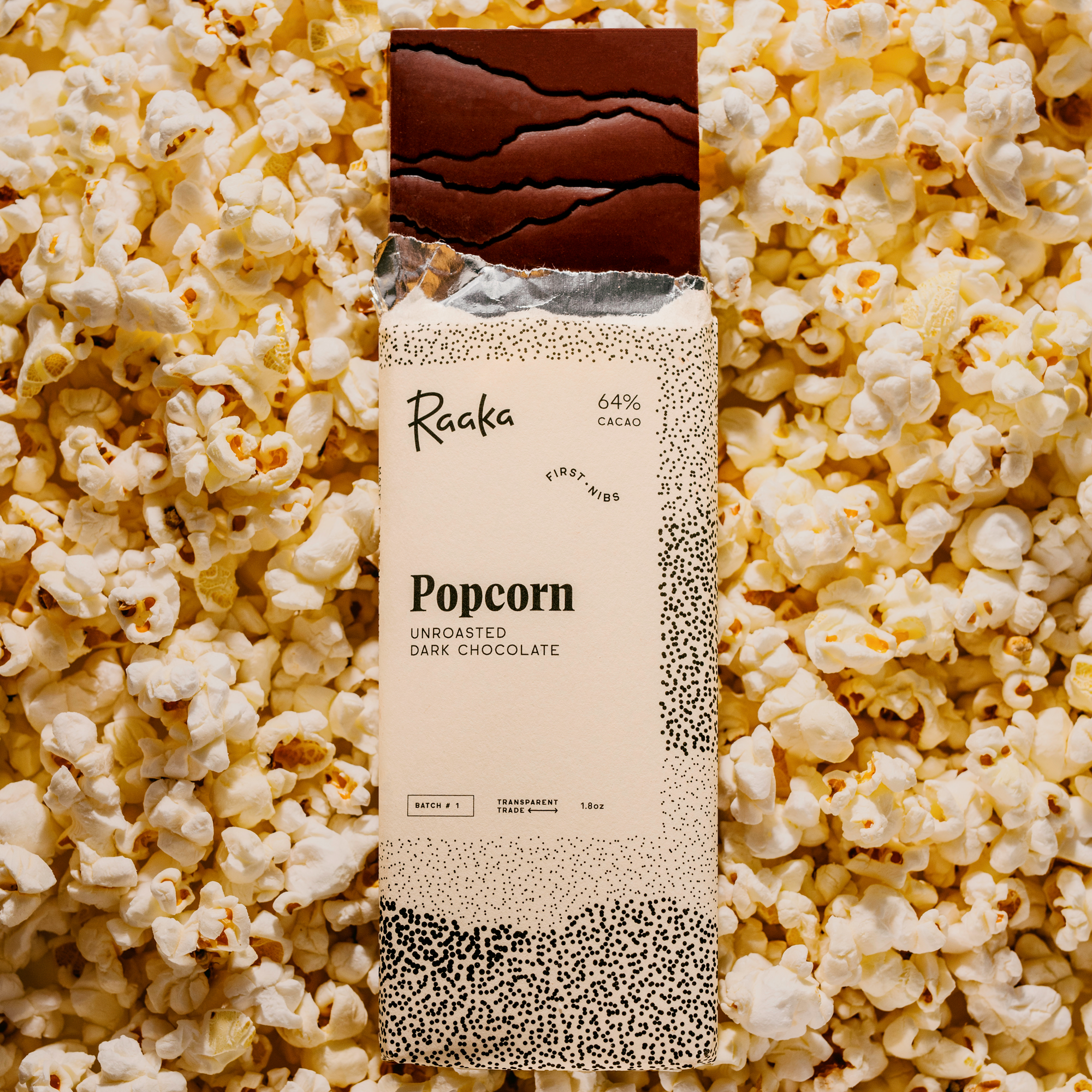 Popcorn - 64% dark chocolate  - limited edition batch - Candycopia