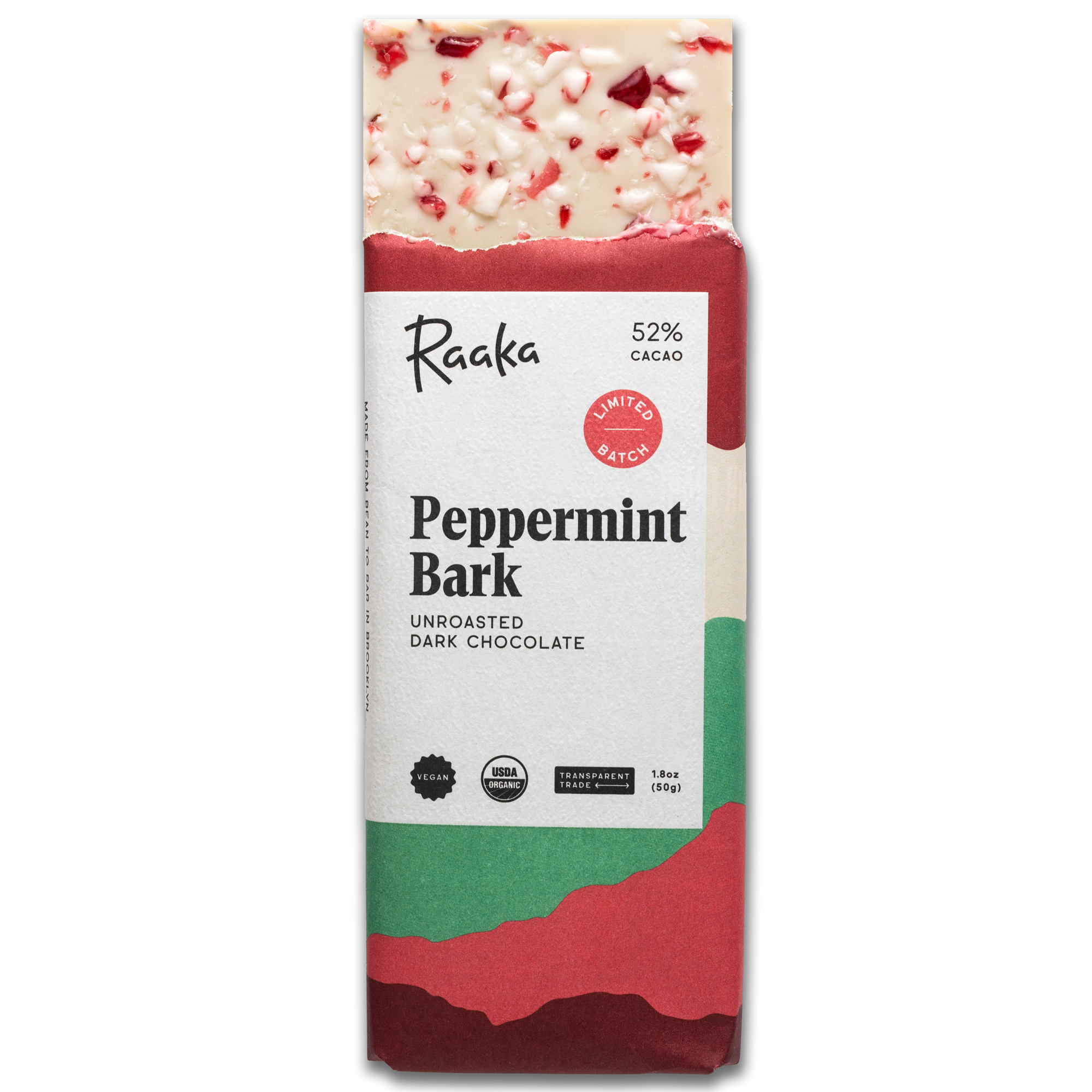 Raaka - Peppermint Bark Dark + White Chocolate Bar - Candycopia