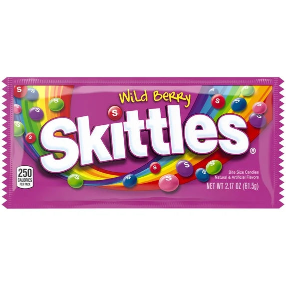 Skittles Wild Berry candy package on a white background