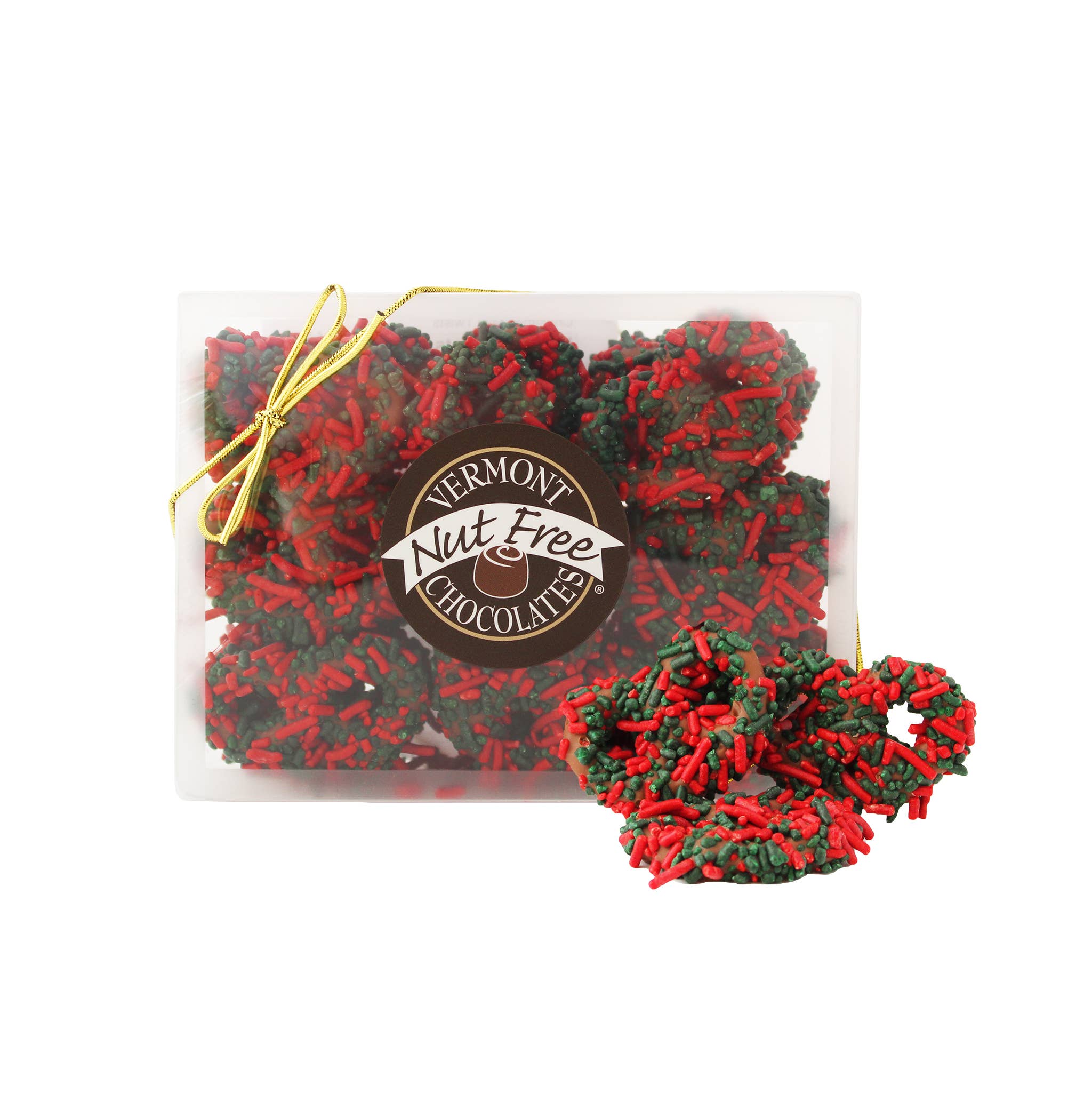 Vermont Nut-Free Chocolate - Christmas Chocolate Covered Mini-Twist Pretzels - Candycopia