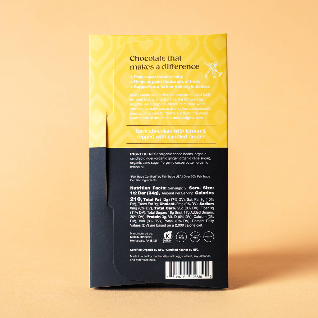 Moka Origins- Lemon Ginger Chocolate (2.4oz) - Candycopia