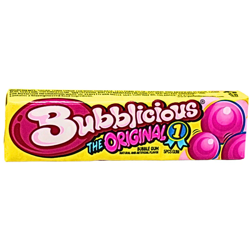 Box of Bubblicious bubble gum on a white background