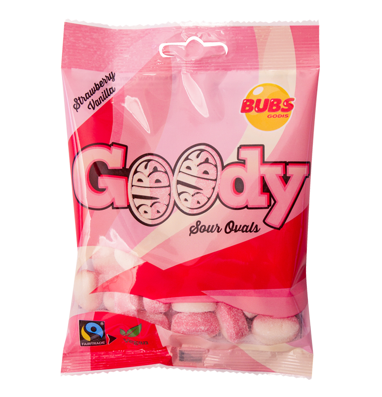 BUBS Godis Strawberry with Vanilla Sour Ovals 90g - Candycopia