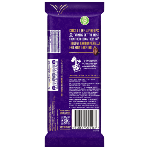 Cadbury Dairy Milk Pascall Clinkers Australia Nutrition