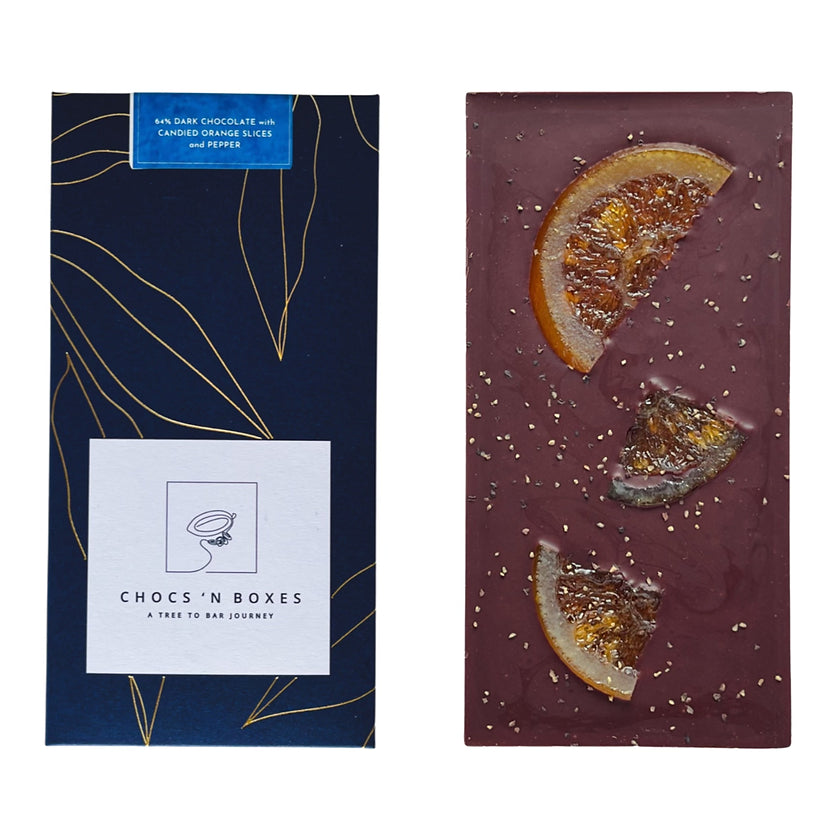 Chocs 'N Boxes - 64% Dark Choc w/Candied Orange Slice & Black Pepper