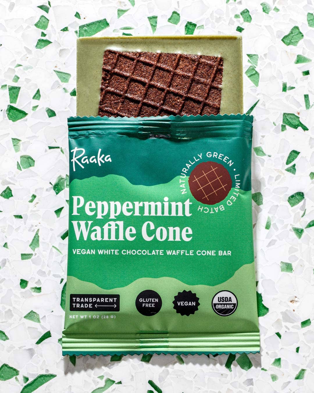 Raaka - Peppermint White Chocolate Waffle Cone Bar - Holiday Limited