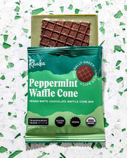 Raaka - Peppermint White Chocolate Waffle Cone Bar - Holiday Limited