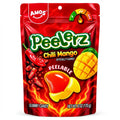 Front view of Peelerz Chili Mango candy pouch showing peelable mango-shaped candy, chili and mango imagery, 6 ounce net weight