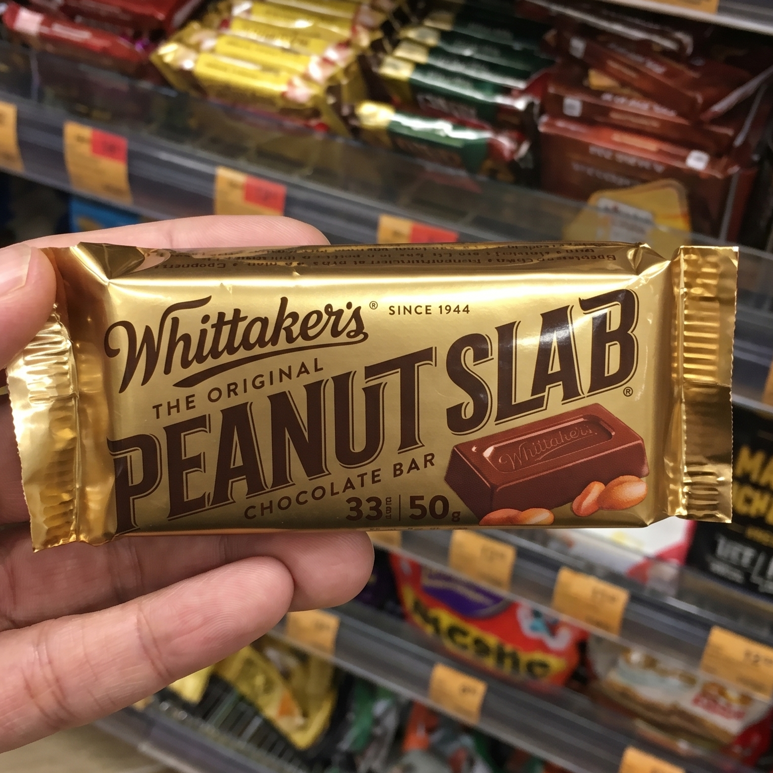 imported whittakers peanut slab chocolate bar