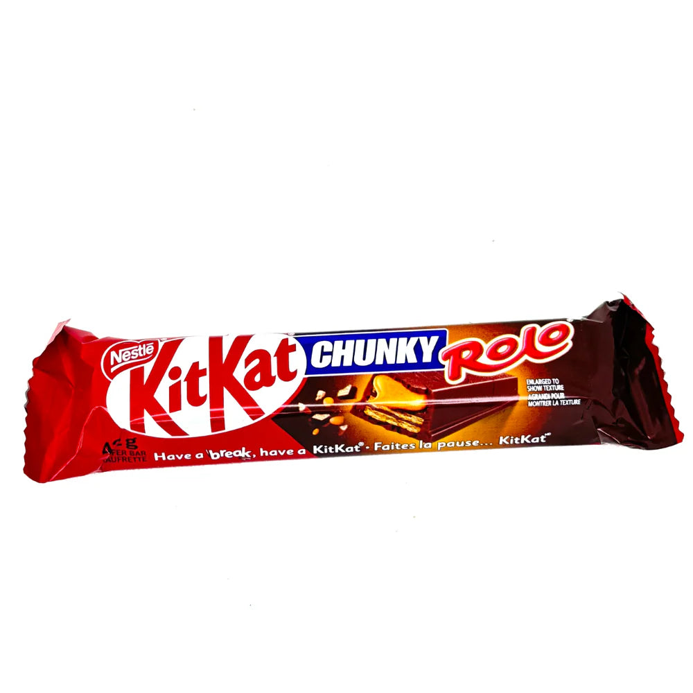 Kit Kat Chunky Rolo chocolate bar packaging on a white background