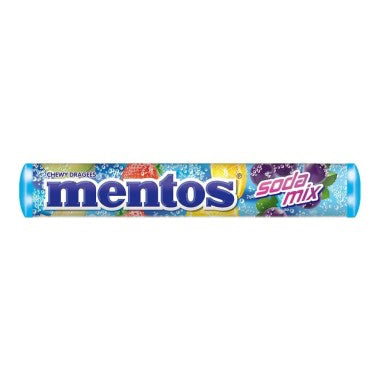 Mentos Soda Mix candy roll on a white background