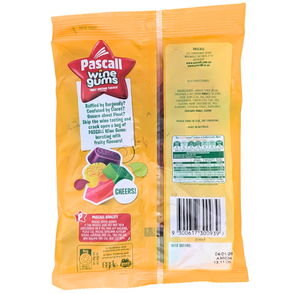 Pascall Wine Gums (Australia) - Candycopia