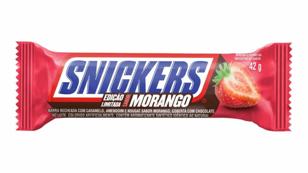 Snickers Morango (Strawberry), 42g (Brazil)