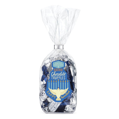 Seattle Chocolate - Kosher Chocolate Truffles, Happy Hanukkah Bag - 5oz