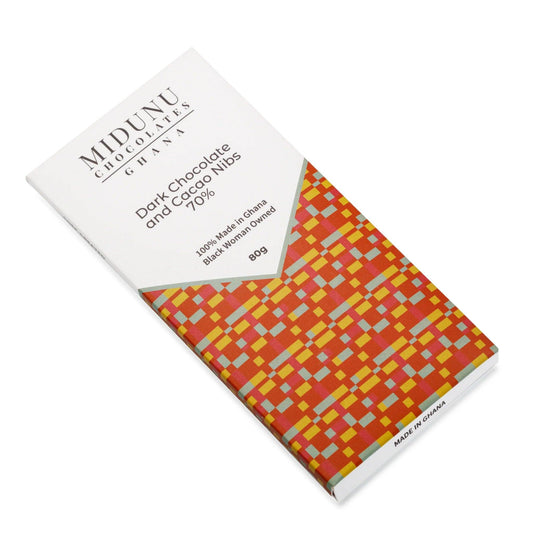 Midunu Chocolates - 70% Dark Chocolate with Cacao Nibs Bar