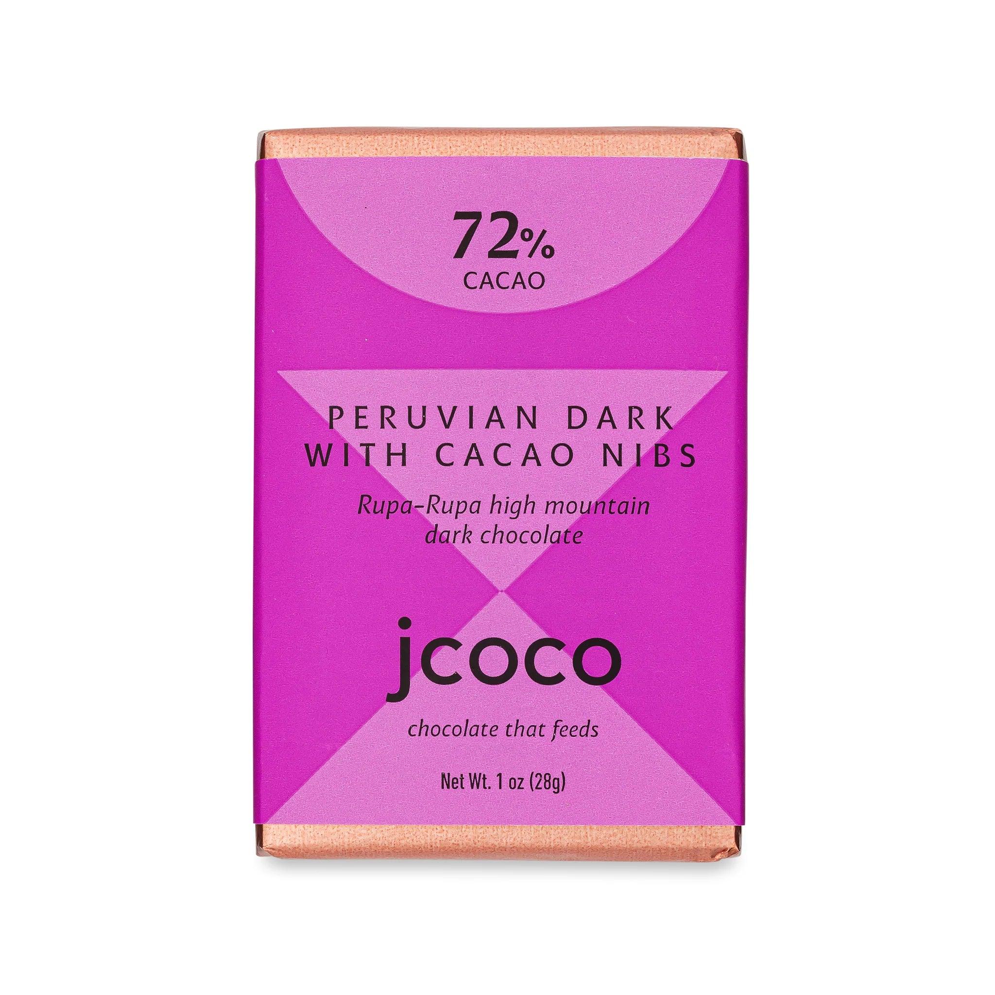 Jcoco - Peruvian Dark with Cacao Nibs (1oz) - Candycopia
