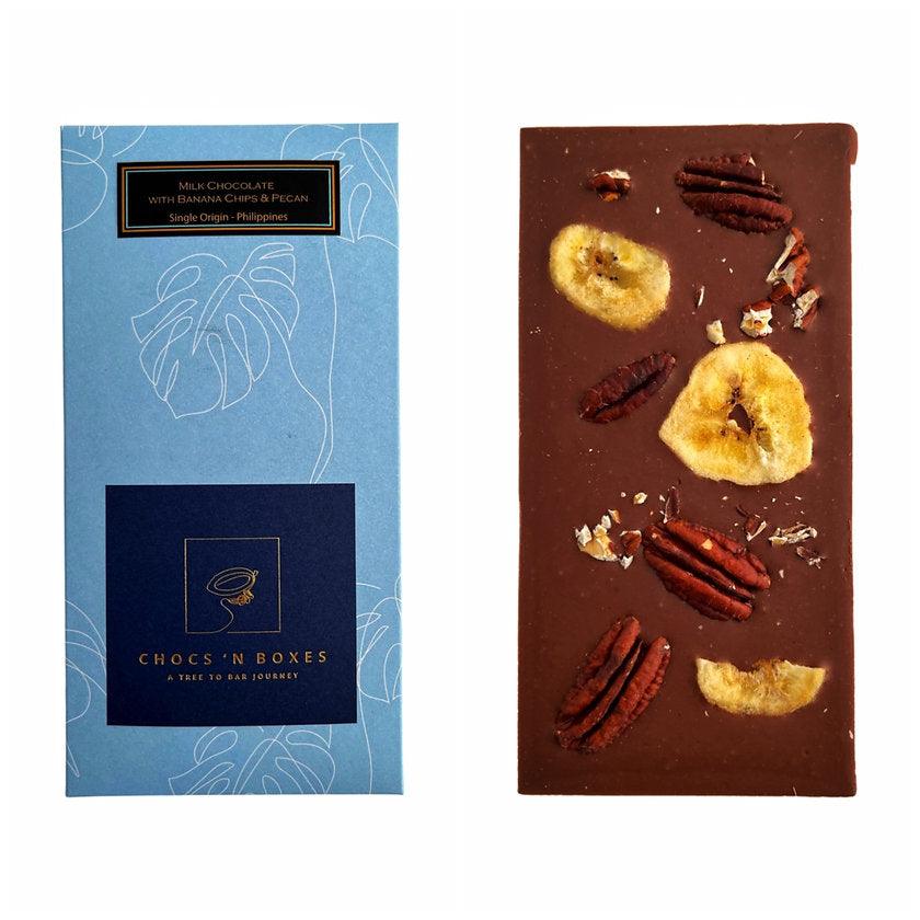 Chocs ‘N Boxes Bar - Milk Chocolate w/ Banana Chips & Pecan